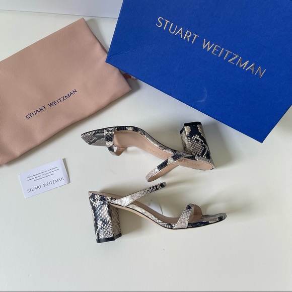 Stuart Weitzman Aleena Roccia Snake Pattern Block Heel Sandal New - Duplicate - Picture 7 of 16